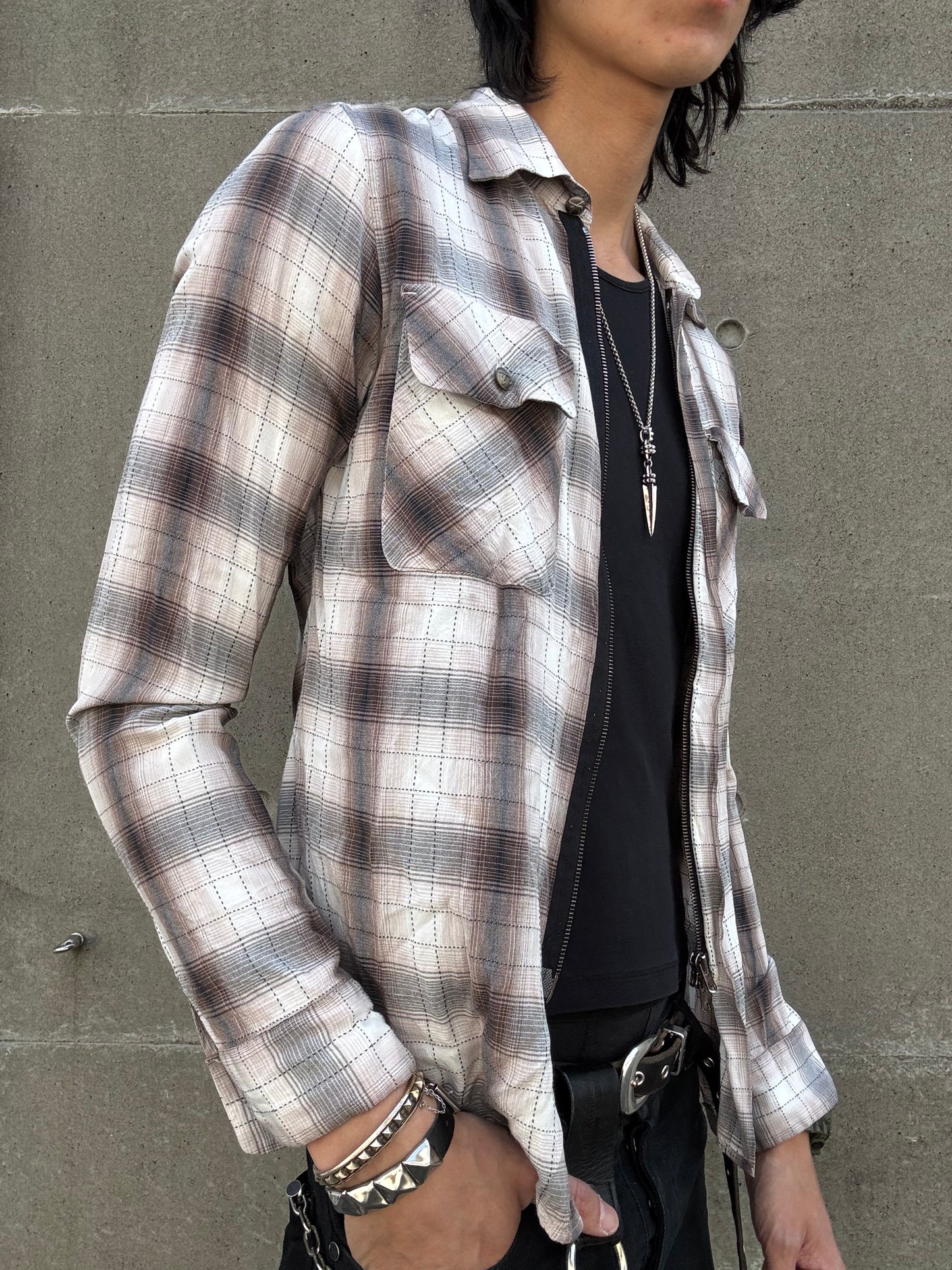 Roar Checkered Zip Shirt (M)