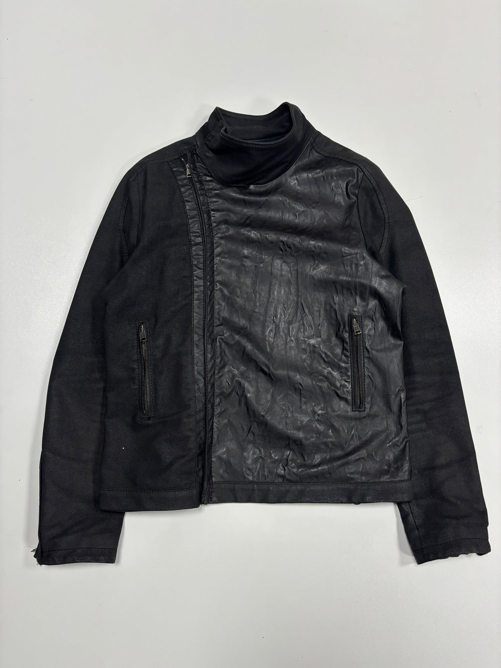 Andrew Mackenzie Waxed Cotton Asymmetrical Collar (L)