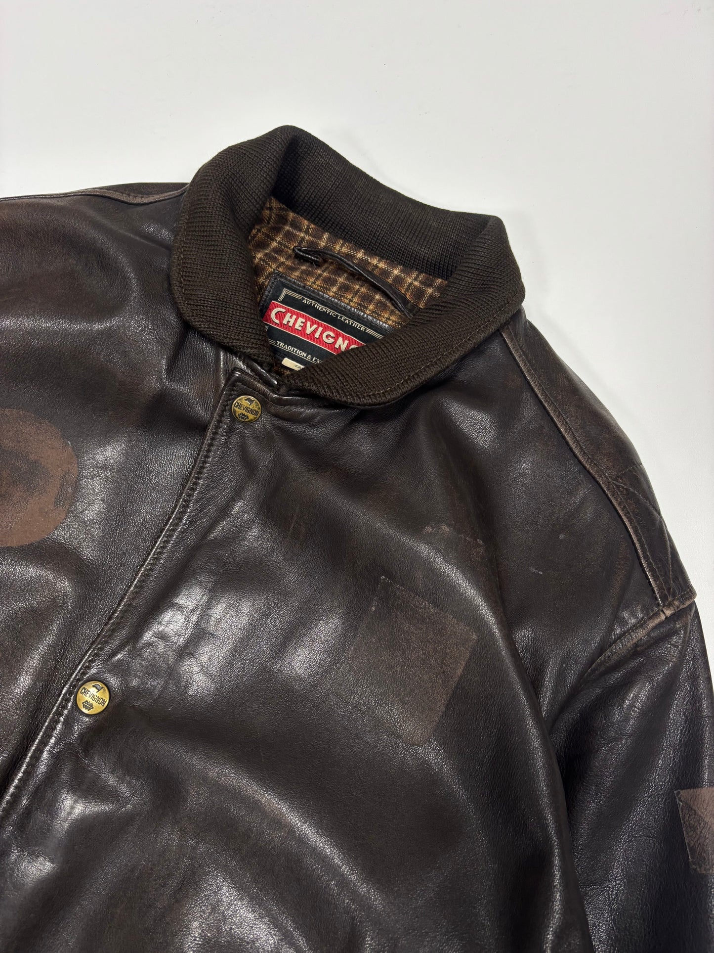 Chevignon Patch Leather Jacket (L)