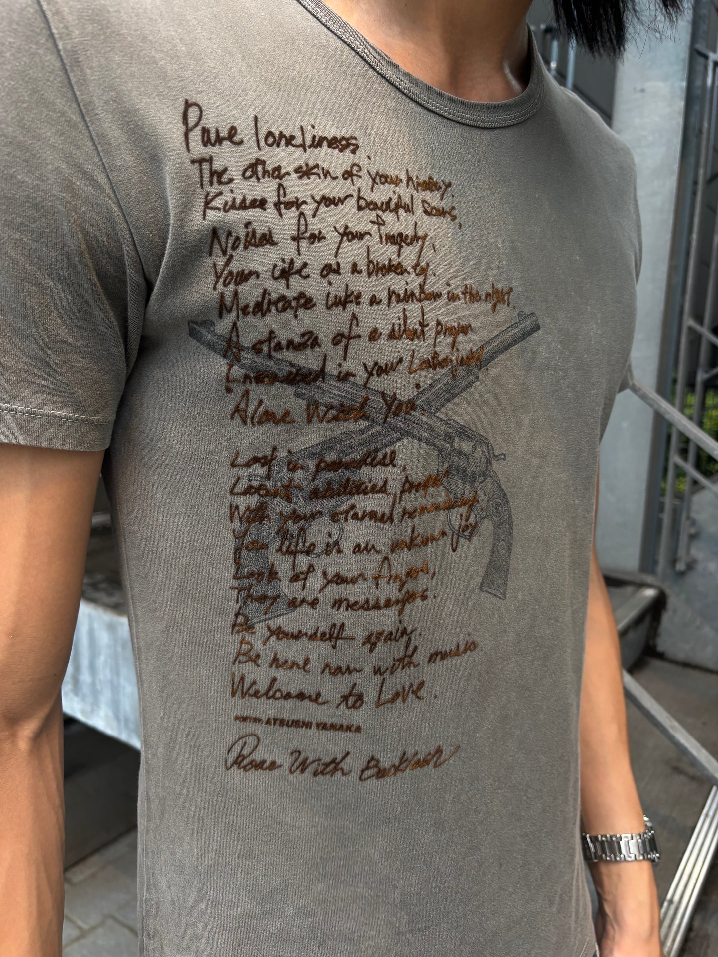 Isamu Katayama x Roar Guns Velvet Printed Poetry Tee (L)