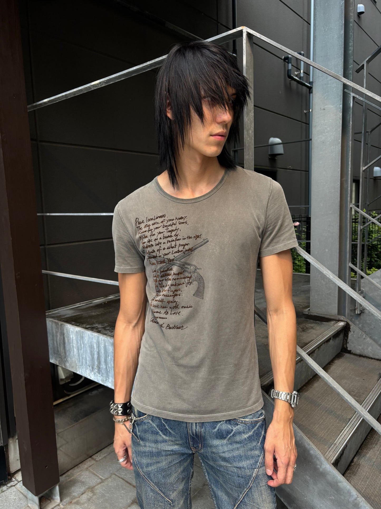 Isamu Katayama x Roar Guns Velvet Printed Poetry Tee (L)