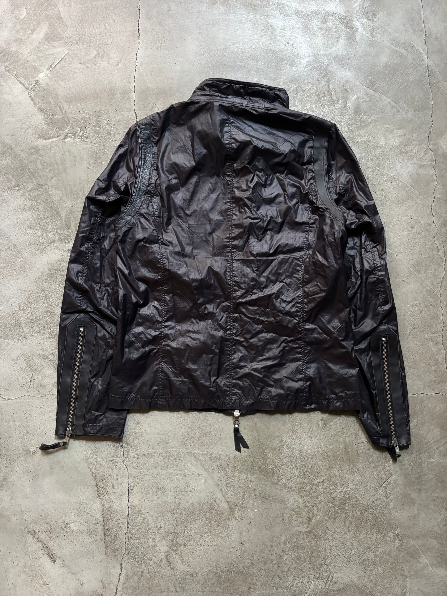 NO ID Leather Detailed Nylon Rider Jacket (S)