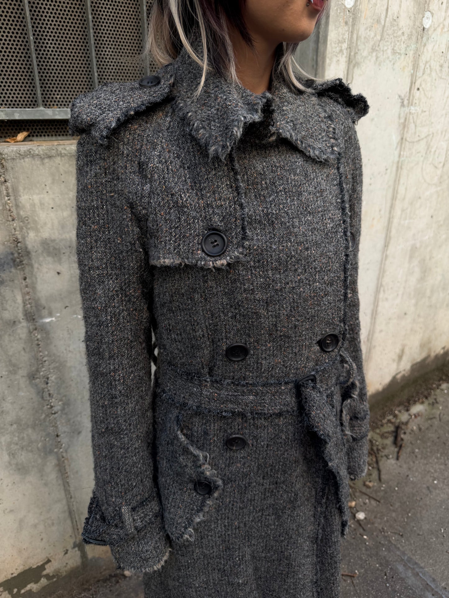 AW/2003 Junya Watanabe Frayed Doublebreasted Coat (S)