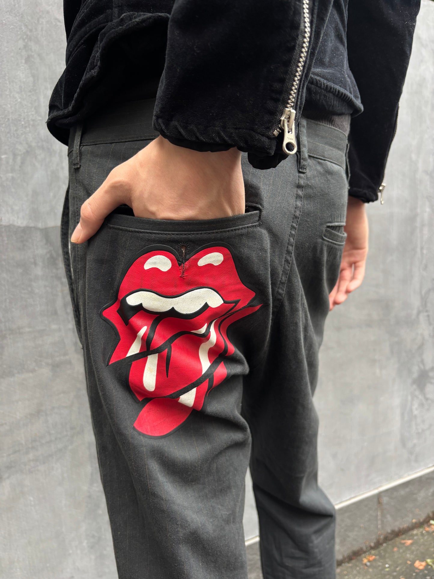 AW/2005 Comme des Garçons Homme Plus „Rip & Tongue“ Rolling Stones Cotton Trousers (M)
