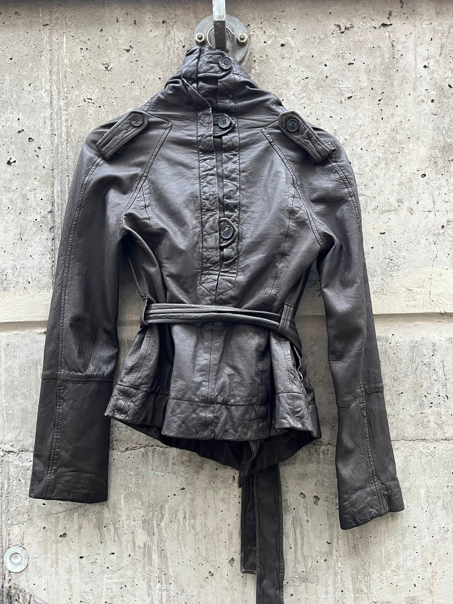 All Saints Asymmetrical Leather Jacket (S)