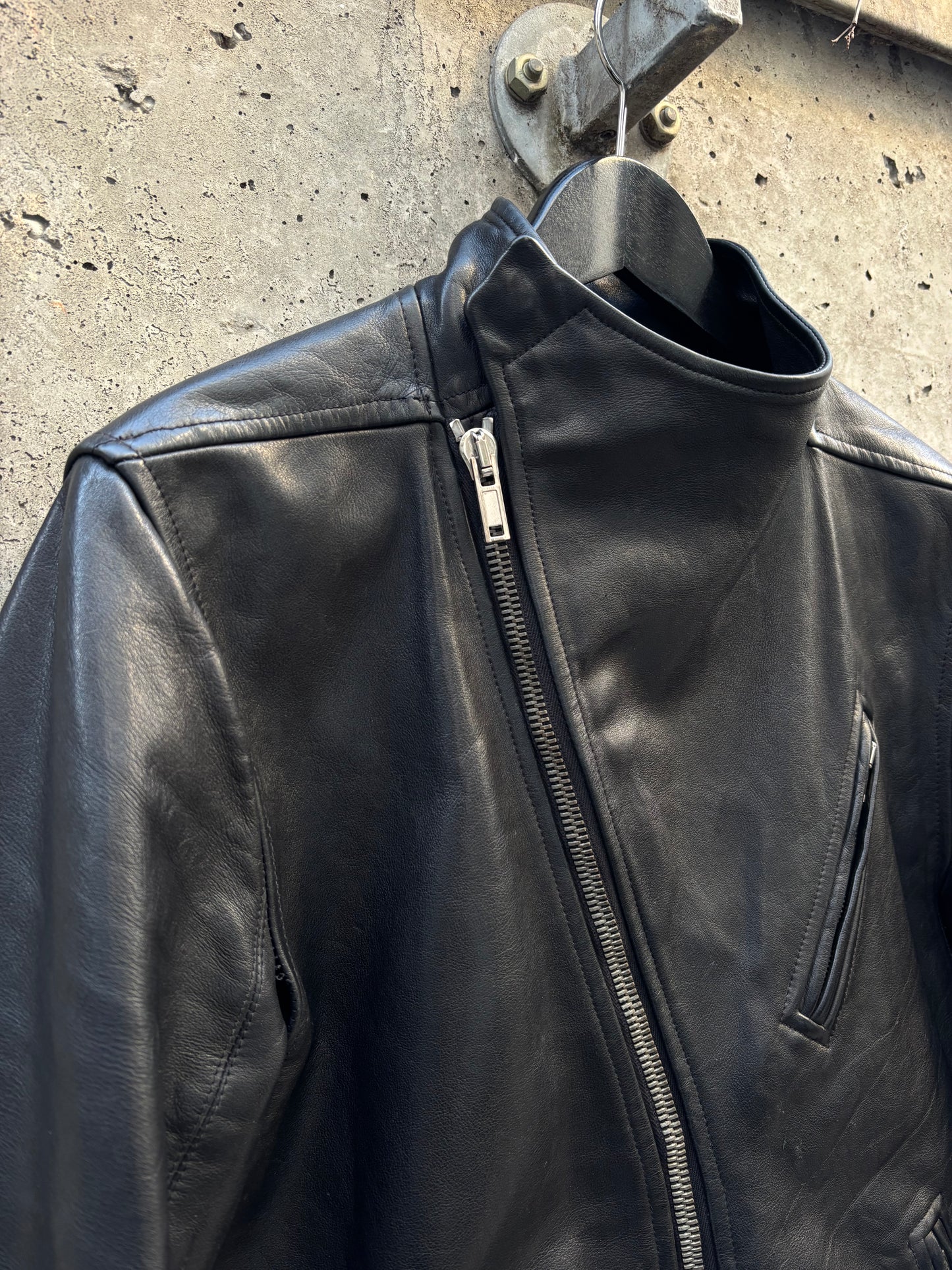 SS11 Rick Owens Anthem Safari Asymmetrical Leather Jacket (L)