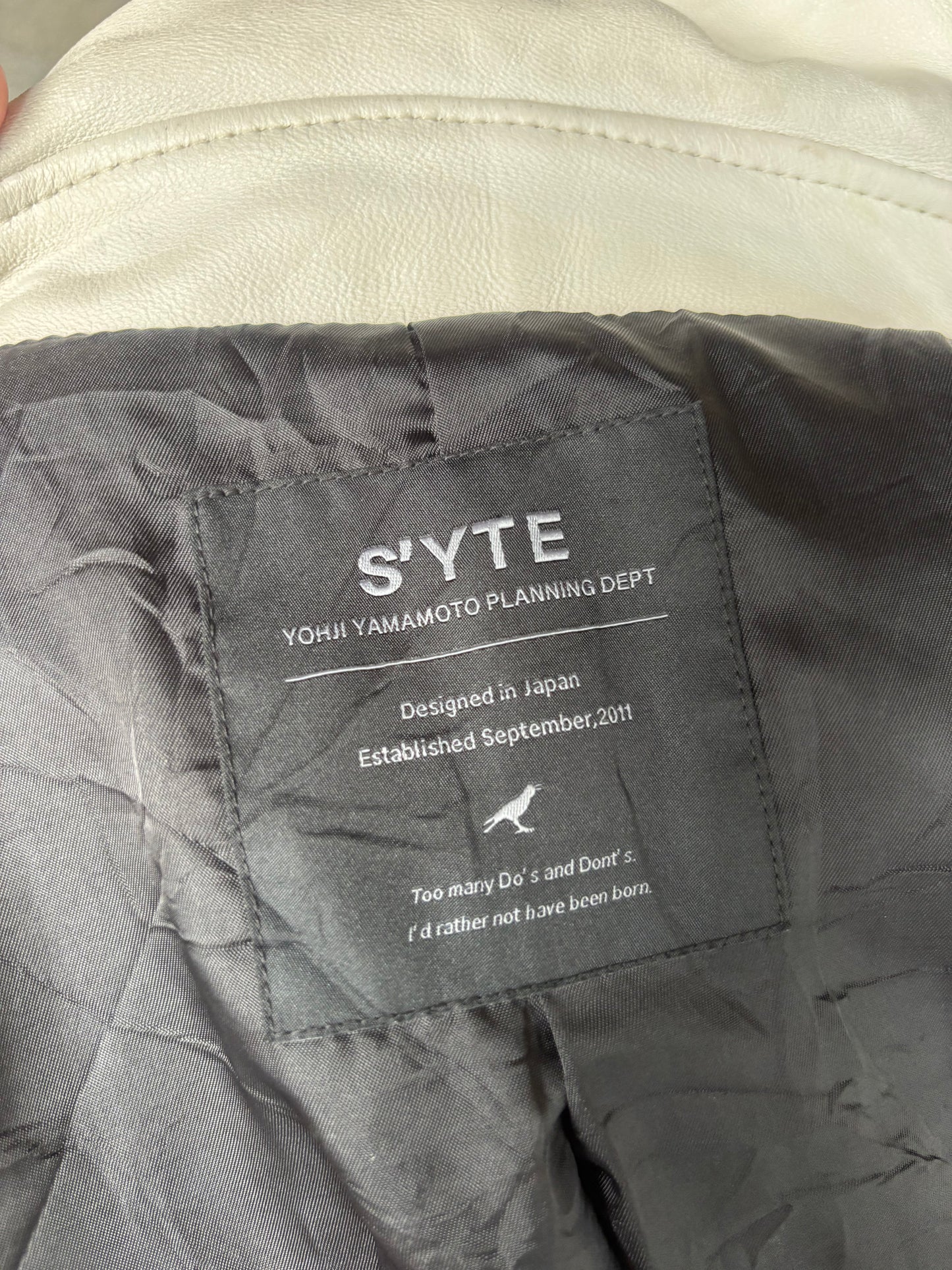 Syte by Yohji Yamamoto White Biker Leather Jacket(4)