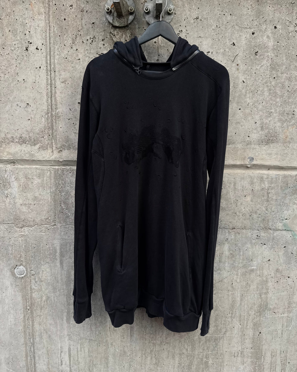 11 By Boris Bidjan Saberi Zip Collar Textured Print Hoodie (L)