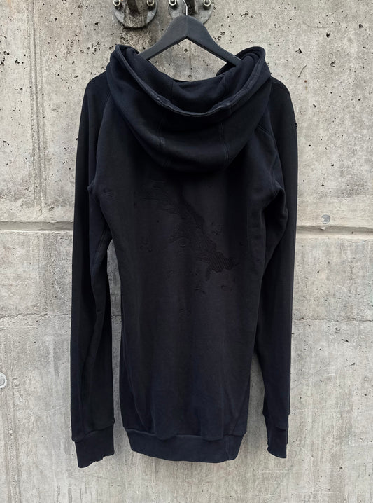 11 By Boris Bidjan Saberi Zip Collar Textured Print Hoodie (L)