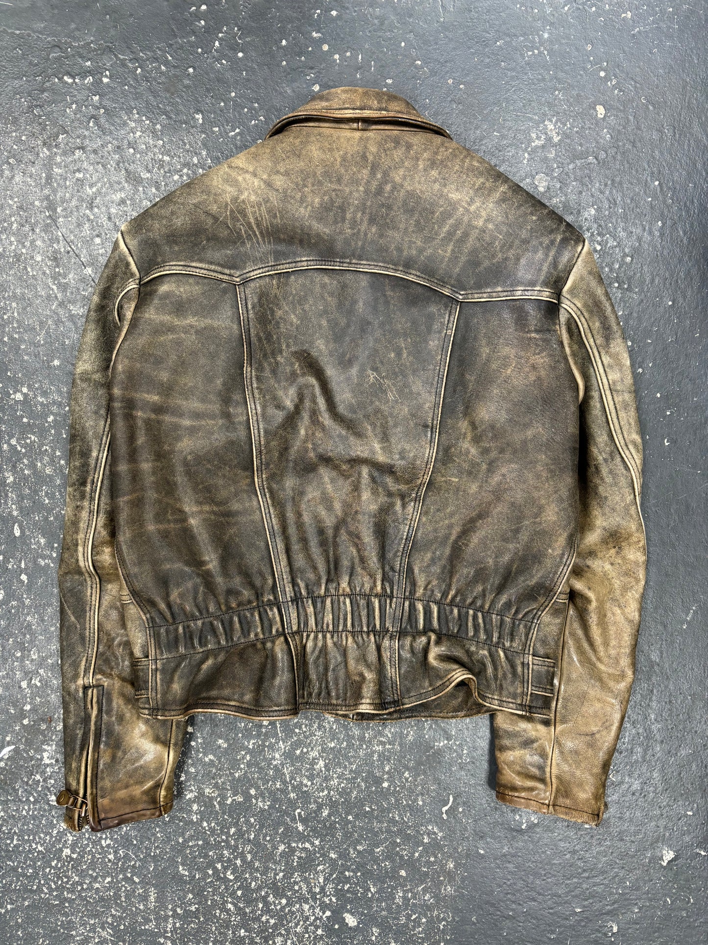 Vintage Distressed Leather Jacket (L)