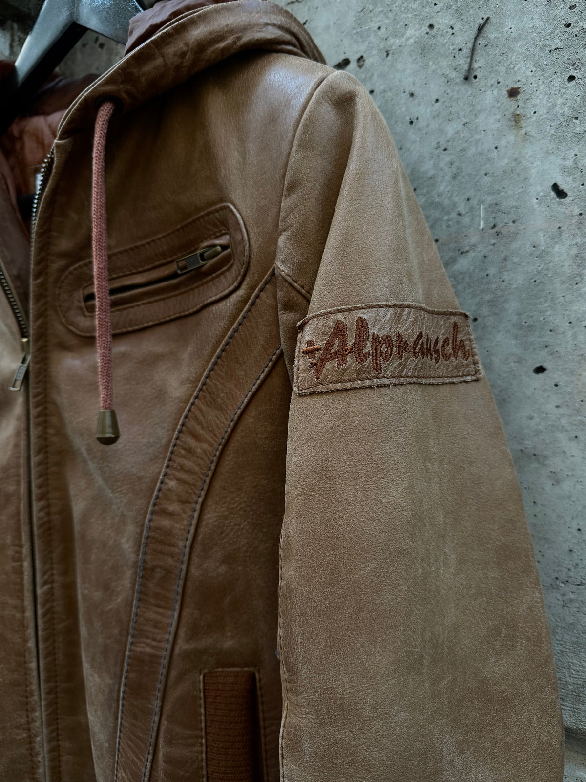 Alprausch Leather Hooded Bomber Jacket