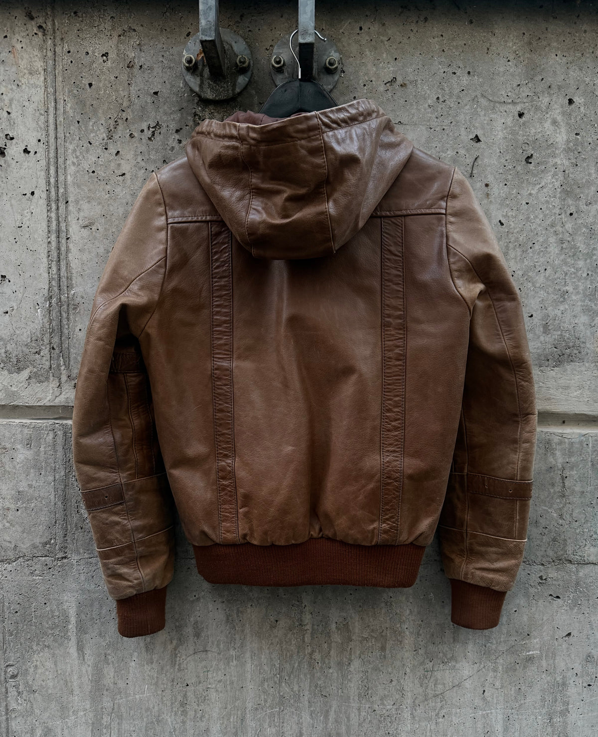 Alprausch Leather Hooded Bomber Jacket