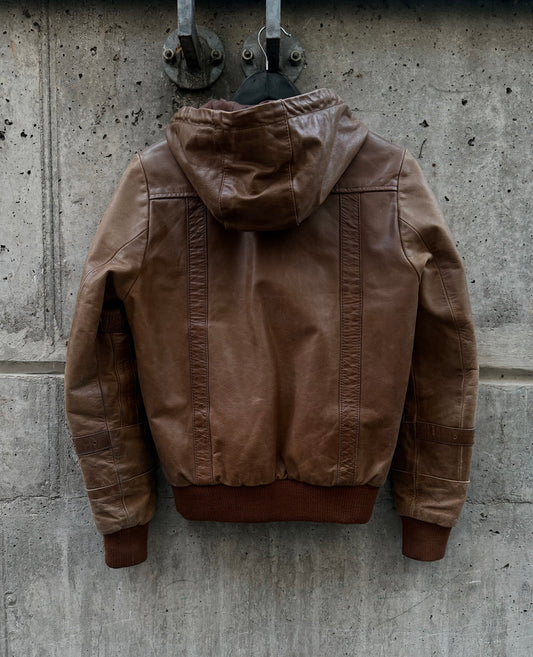 Alprausch Leather Hooded Bomber Jacket