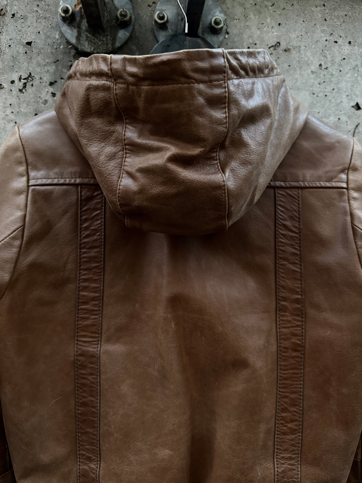 Alprausch Leather Hooded Bomber Jacket