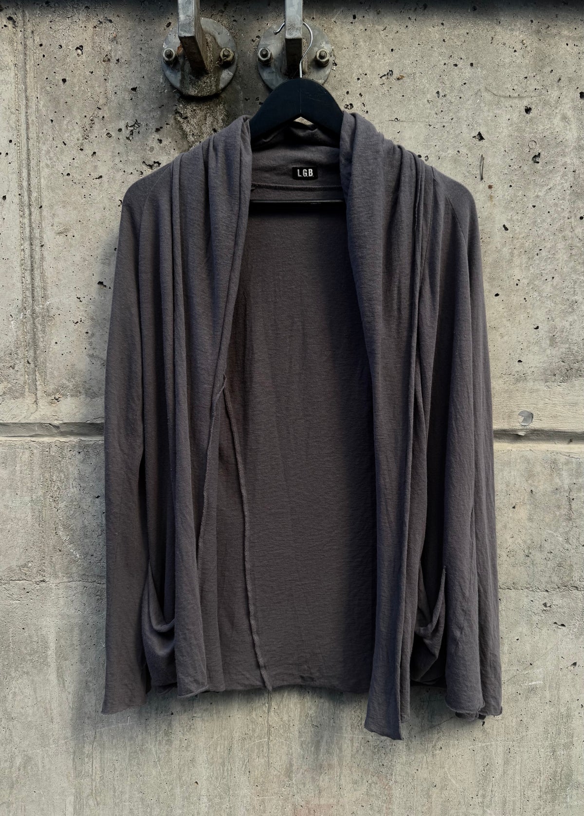 L.G.B. (Le Grand Bleu) Open-Front Draped Jersey Cardigan (M)