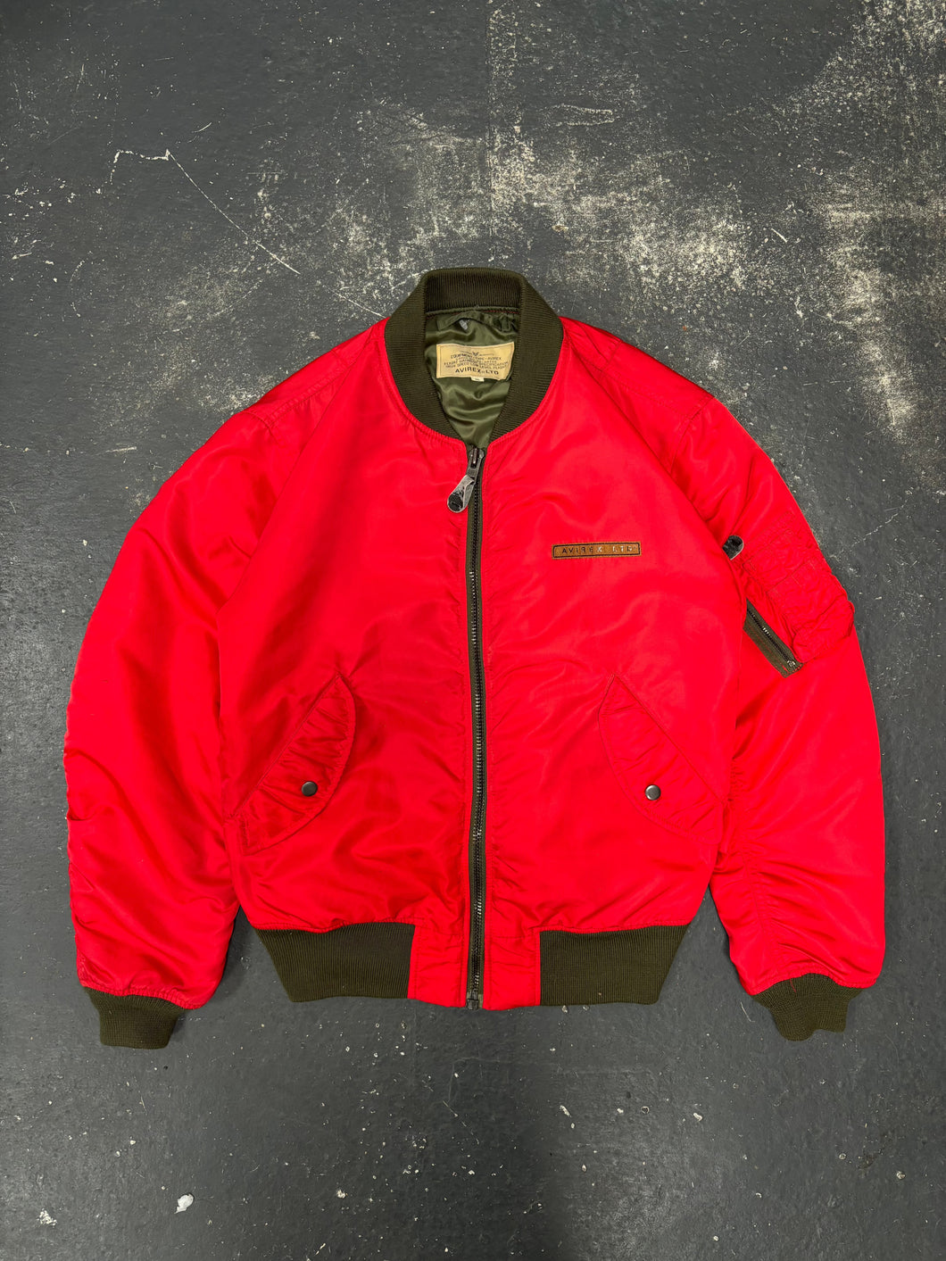 90's Avirex Blood Red Bomber Jacket Red (XL)