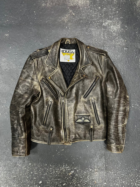 Faded Biker Leather Jacket (M)