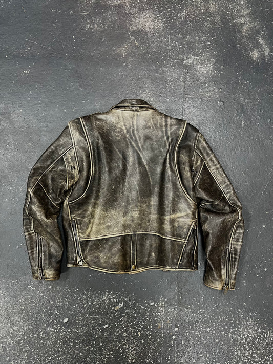 Faded Biker Leather Jacket (M)