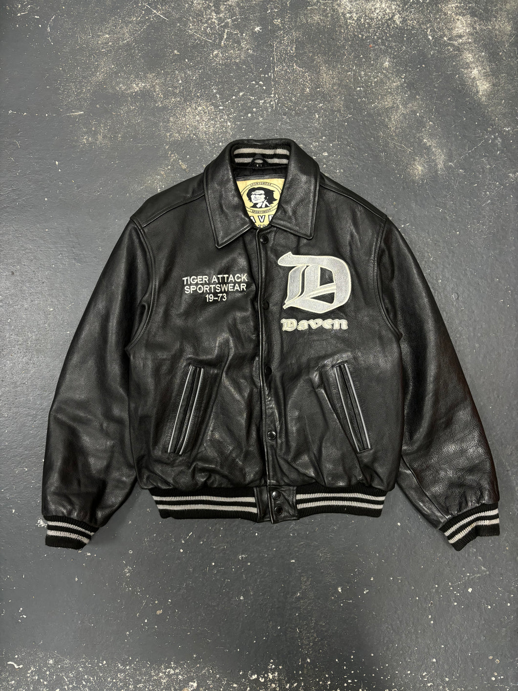Daven Ying & Yang Varsity Leather Jacket (S)