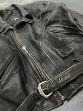 Lade das Bild in den Galerie-Viewer, Biker Leather Jacket with Distressed Seams (L)
