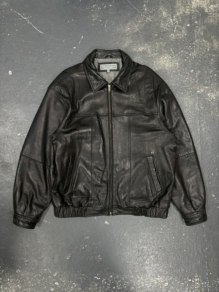 Black Lamb Nap Bomber Leather Jacket (XL)
