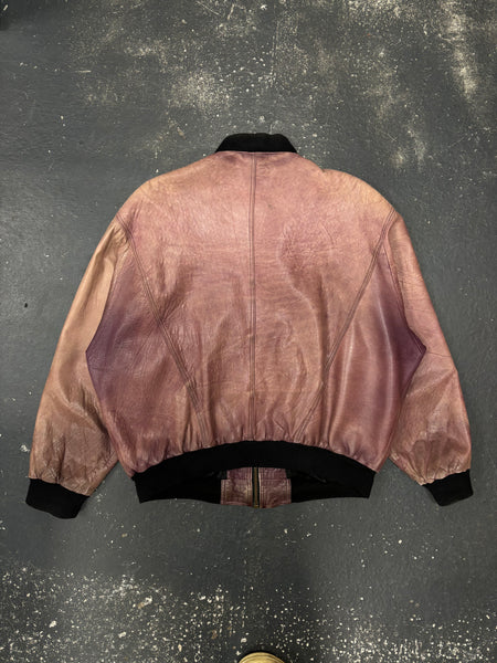 Faded Purple Bomber Leather Jacket (XL)