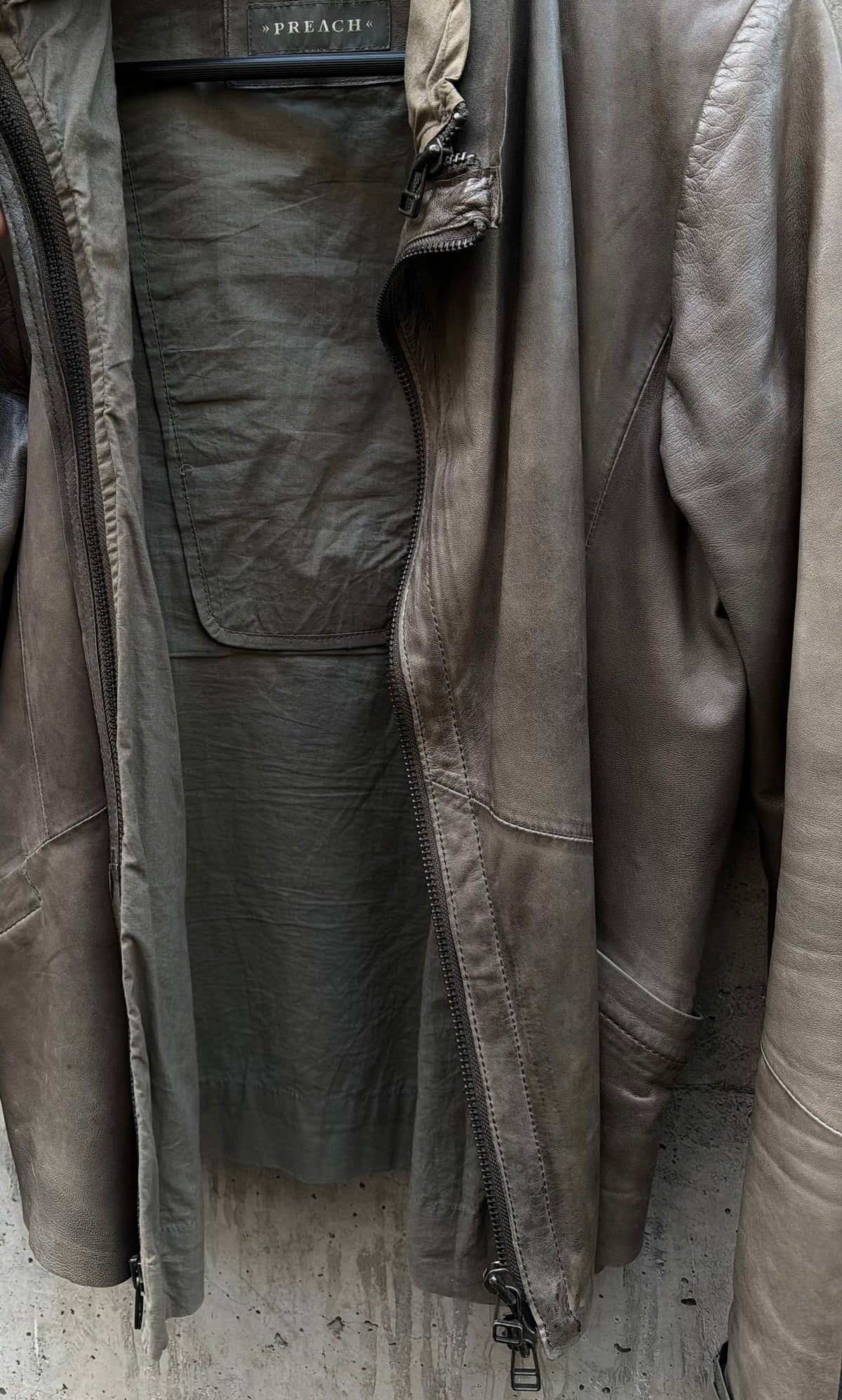 Preach Asymmetrical High Neck Leather Jacket (M)