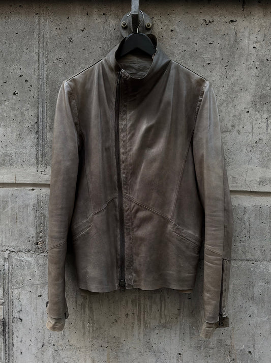 Preach Asymmetrical High Neck Leather Jacket (M)