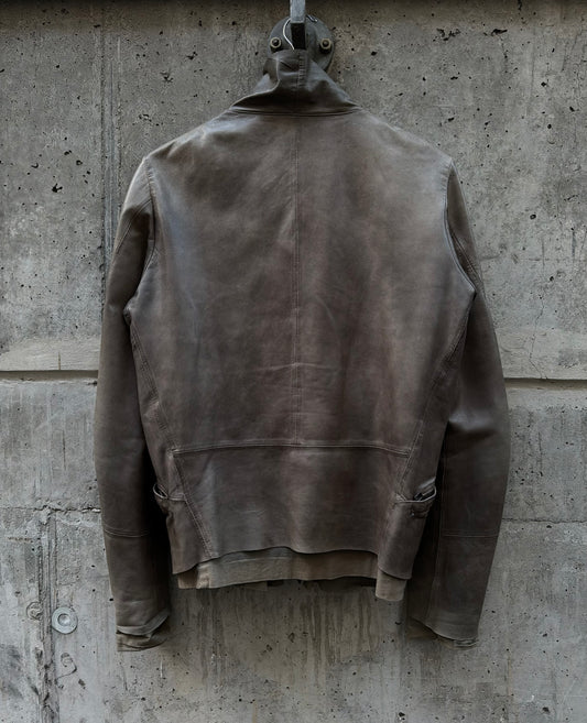 Preach Asymmetrical High Neck Leather Jacket (M)