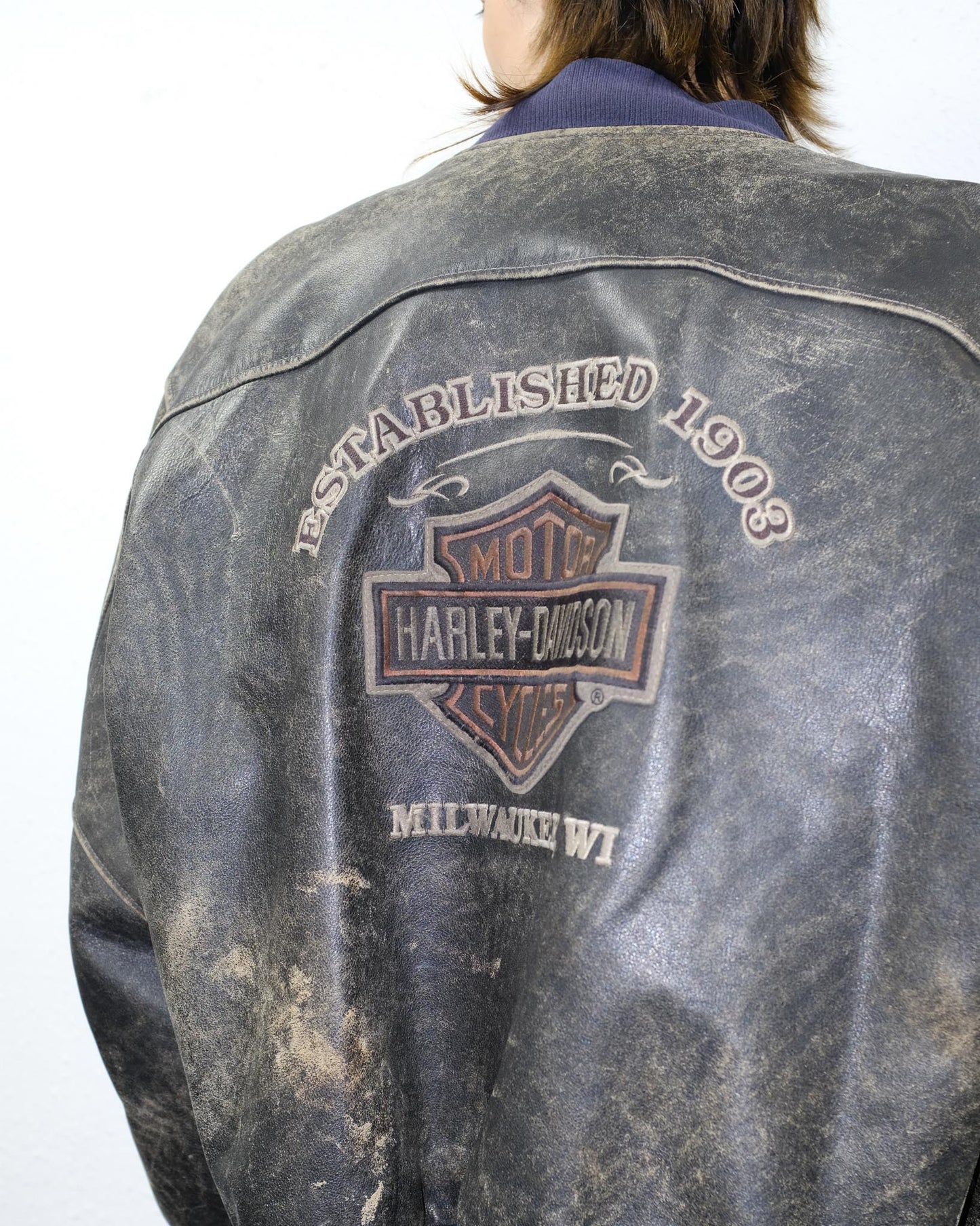 90s Faded Harley Davidson Leather Jacket (XXL)