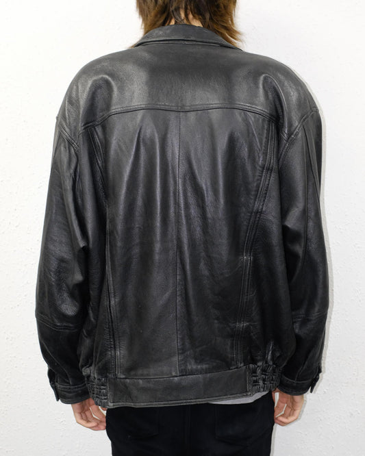 90s Bomber Leather Jacket (L)