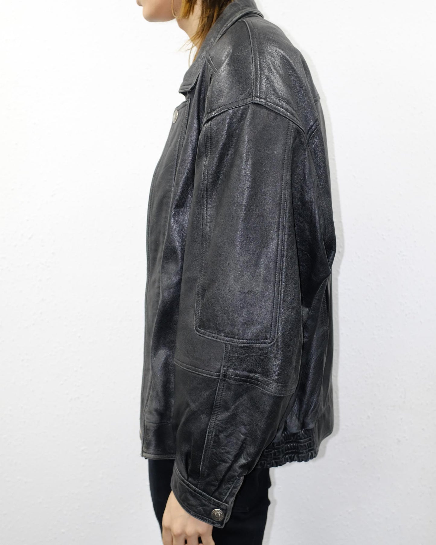 90s Bomber Leather Jacket (L)