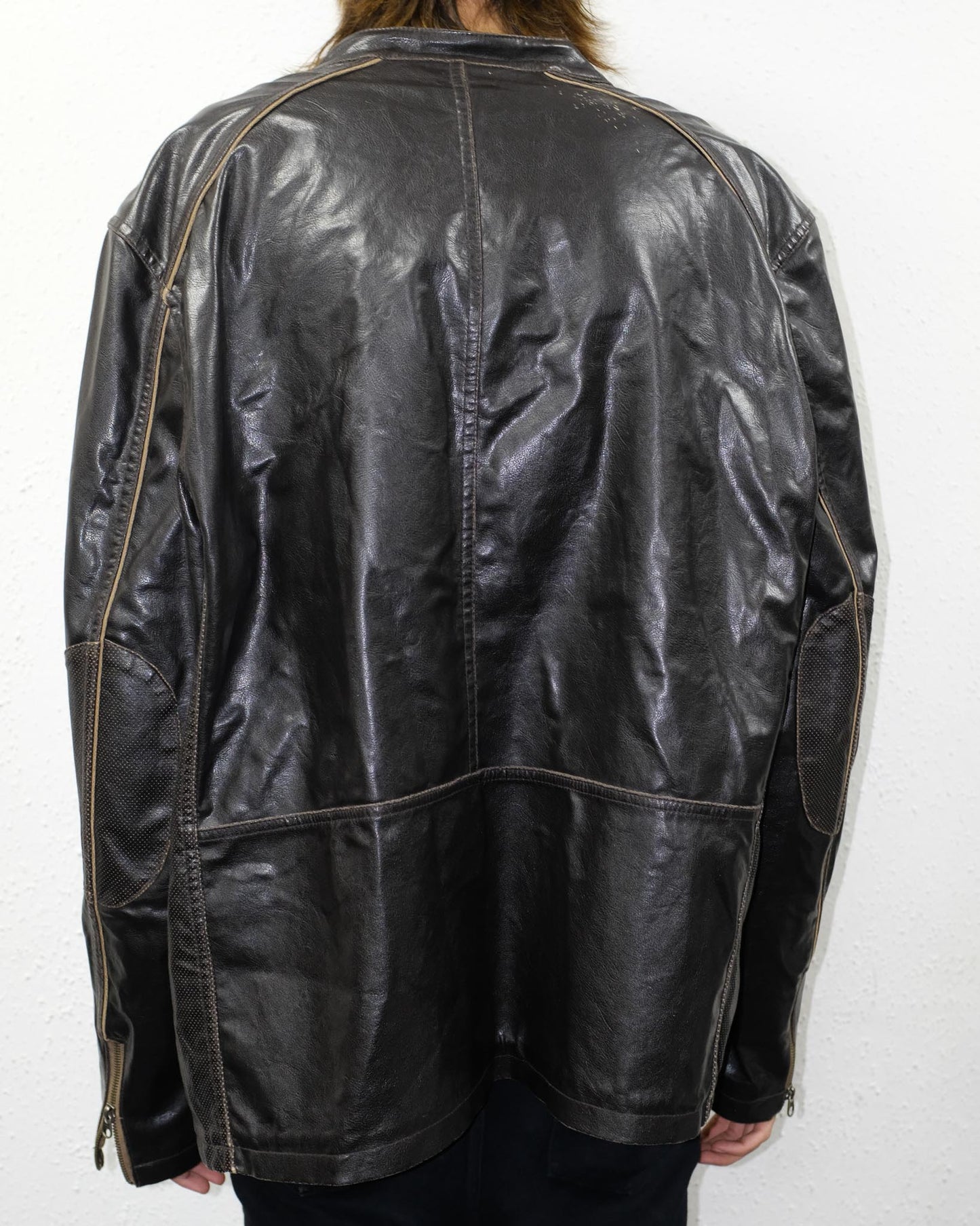 90s Racing Leather Jacket (XXL)