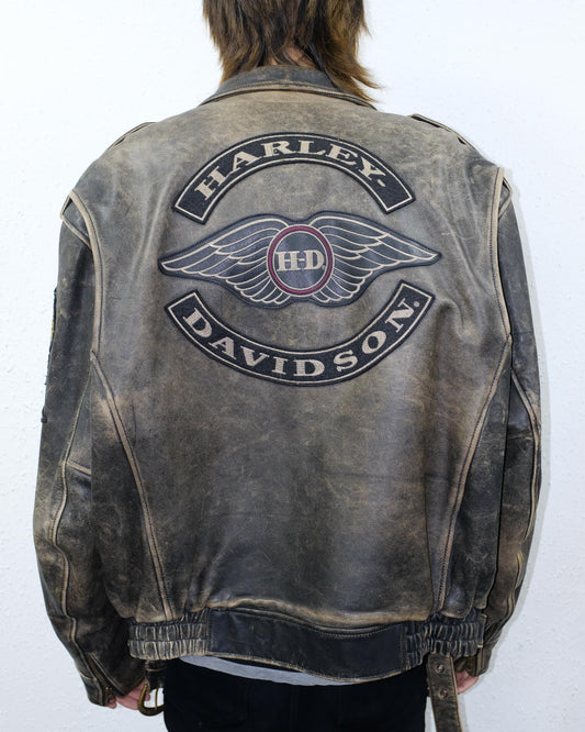 90s Faded Harley Davidson Leather Jacket